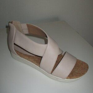 Adrienne Vittadini Sport Womens Beige Strappy Cork Rear Zip Sandal - Size 9M